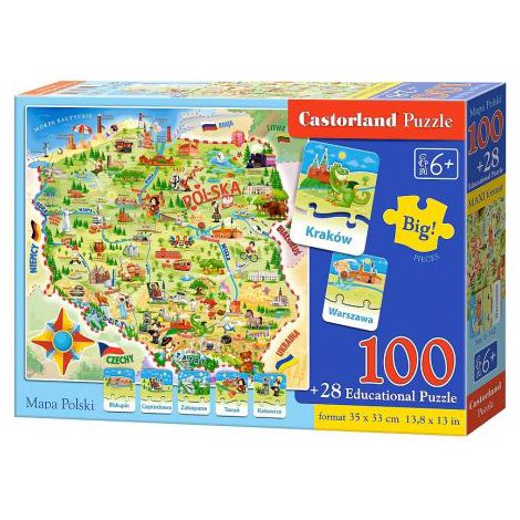 Puzzle Castorland 100el Mapa Polski + Quiz